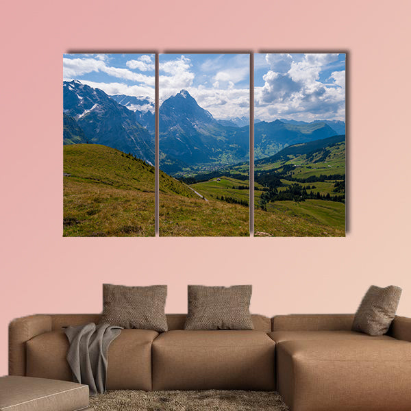 Beautiful Alpine landscape with peak of wetterhorn multi panel canvas wall art