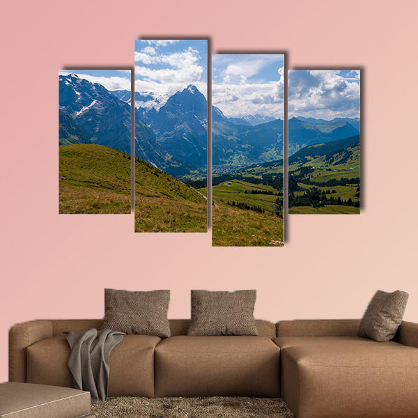 Beautiful Alpine landscape with peak of wetterhorn multi panel canvas wall art