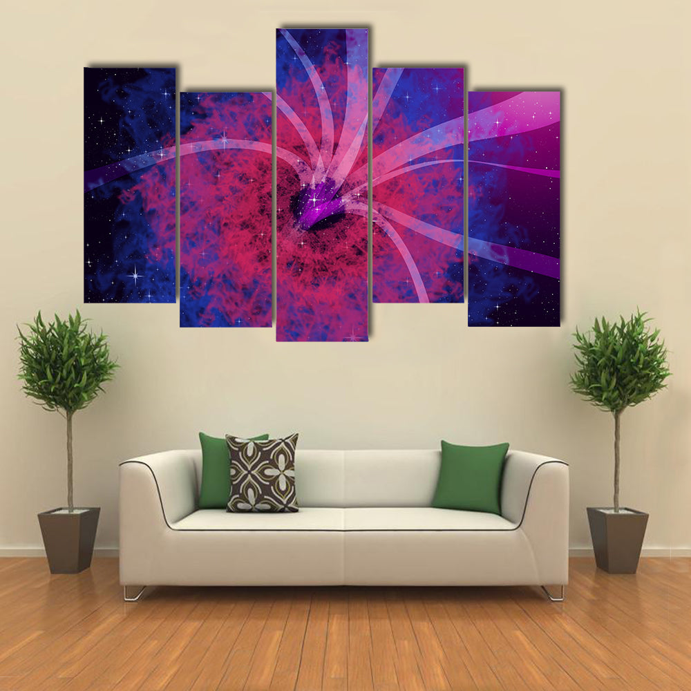 Space Concept of Nebula and Black Hole Suctioning the Light Multi Panel Canvas Wall Art