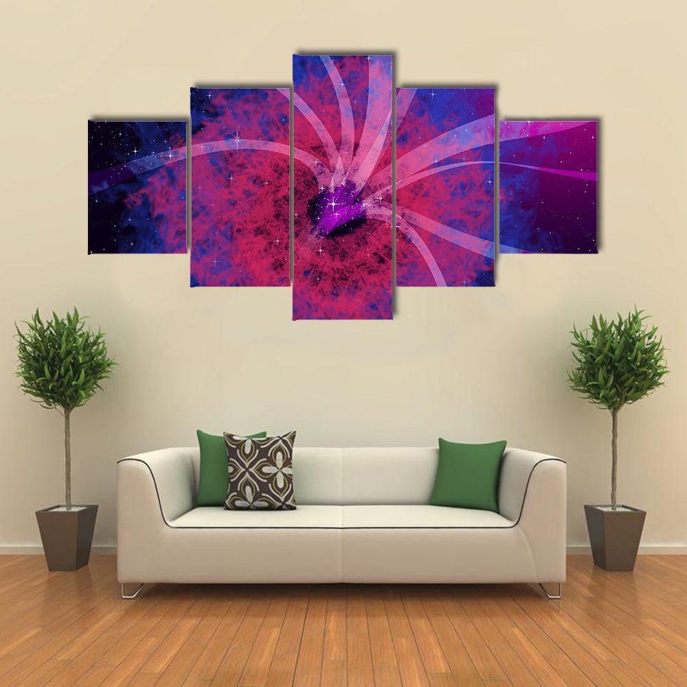 Space Concept of Nebula and Black Hole Suctioning the Light Multi Panel Canvas Wall Art