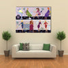 Beauty Salon Workers and Clients in Different Situations Multi Panel Canvas Wall Art