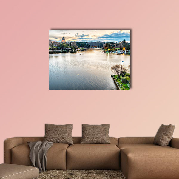 Scenic view over the artificial lake, Rome, Italy multi panel canvas wall art