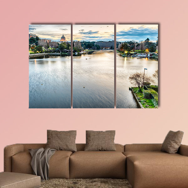 Scenic view over the artificial lake, Rome, Italy multi panel canvas wall art
