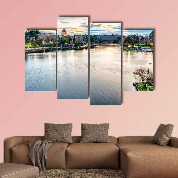 Scenic view over the artificial lake, Rome, Italy multi panel canvas wall art