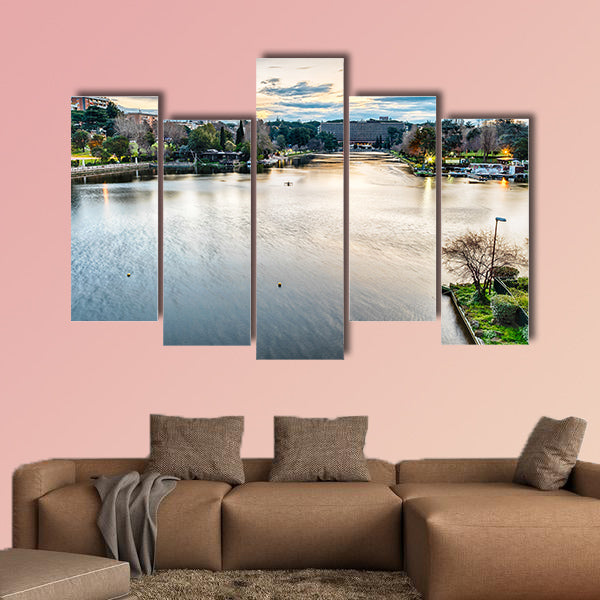 Scenic view over the artificial lake, Rome, Italy multi panel canvas wall art