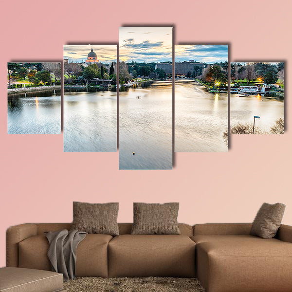 Scenic view over the artificial lake, Rome, Italy multi panel canvas wall art