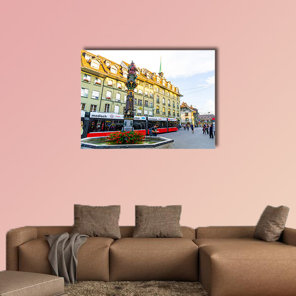 People on the shopping alley with the Zytglogge astronomical clock tower wall art