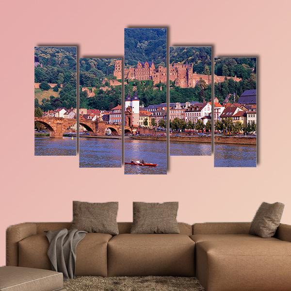  Evening view of Heidelberg Castle multi panel canvas wall art