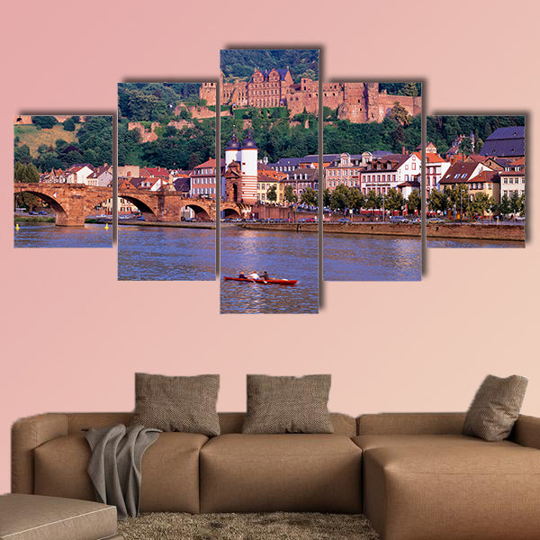  Evening view of Heidelberg Castle multi panel canvas wall art