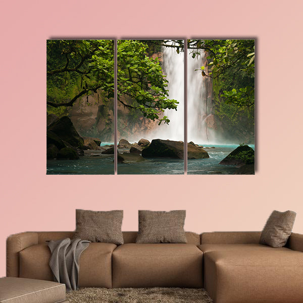 Celestial blue waterfall in Costa Rica multi panel canvas wall art