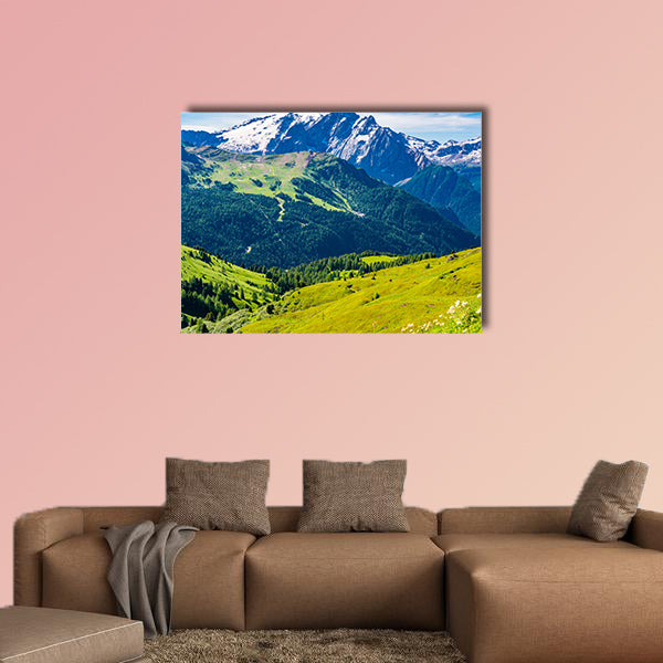 View of beautiful Dolomites Mountain with the snow on the top valley wall art