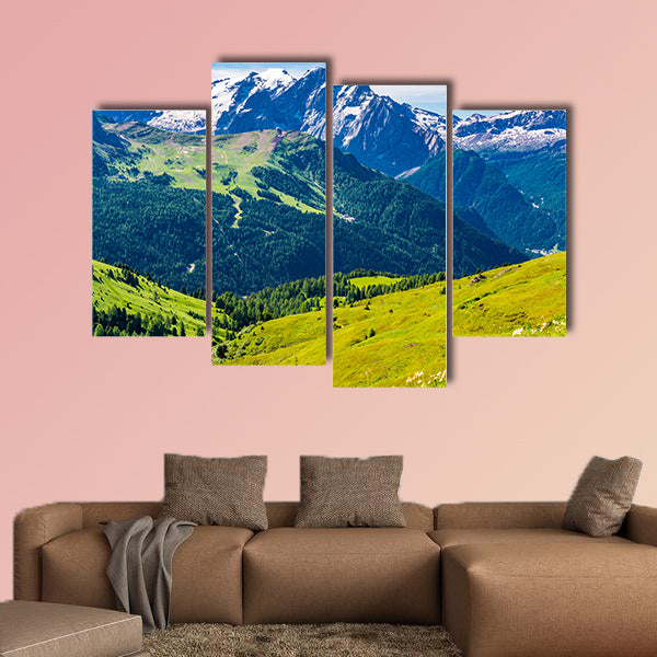 View of beautiful Dolomites Mountain with the snow on the top valley wall art