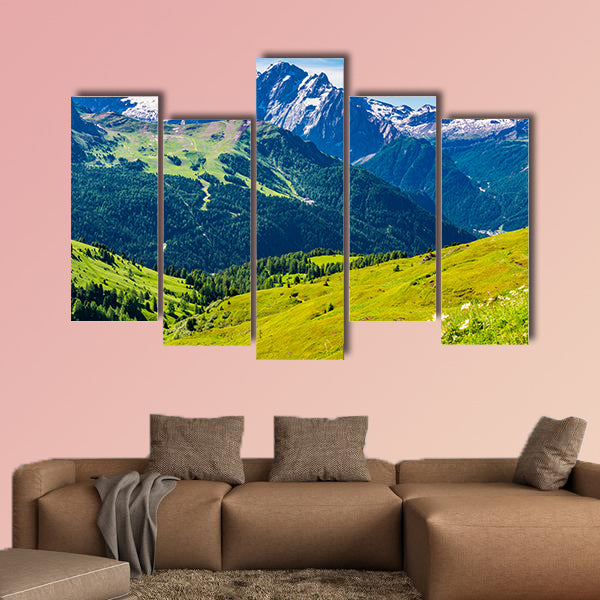 View of beautiful Dolomites Mountain with the snow on the top valley wall art