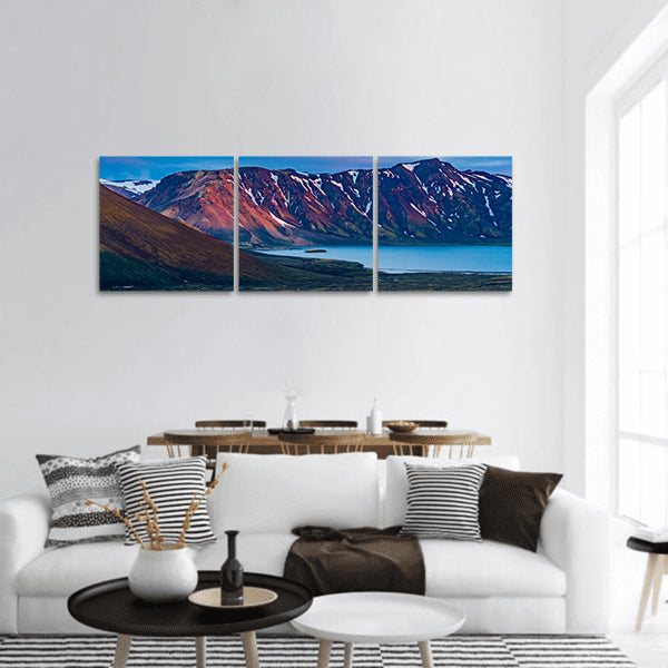Landscape of mountain at lake Frostastadavatn at Iceland Panoramic canvas Wall Art