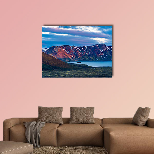 Landscape of the beautiful mountain at Lake Frostastadavatn multi panel canvas wall art
