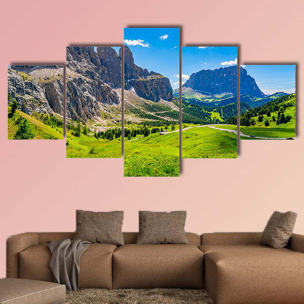 Landscape of the Dolomites at the Gardena pass with the flowers wall art