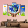 Hand holding earth, saving earth concept, multi panel canvas wall art