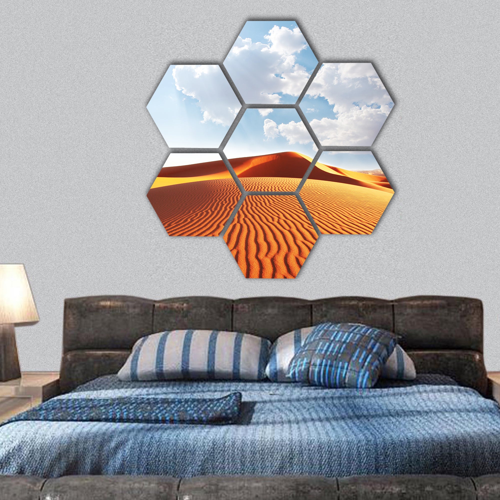 Sahara desert hexagonal canvas wall art