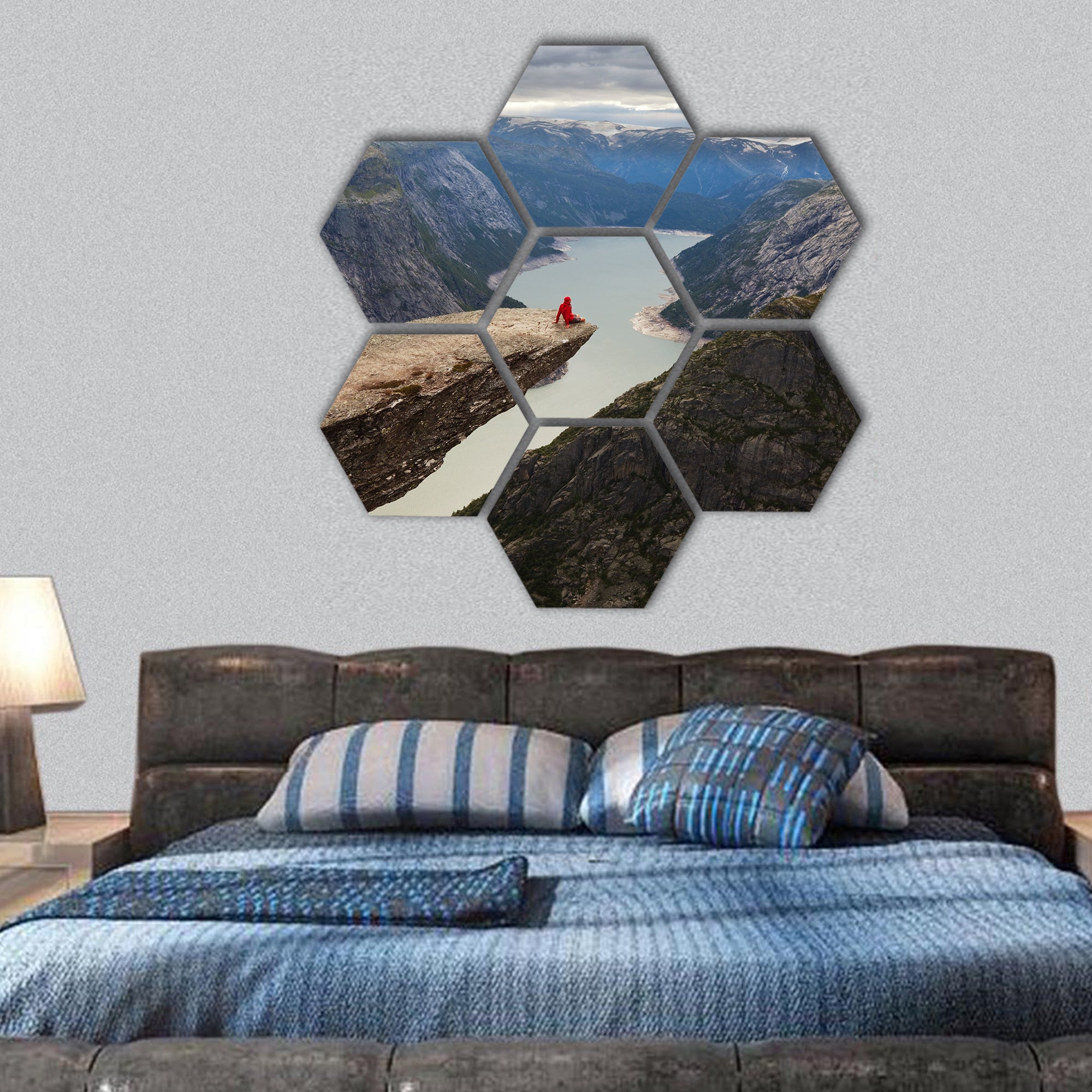 Trolltunga in Norway hexagonal canvas wall art