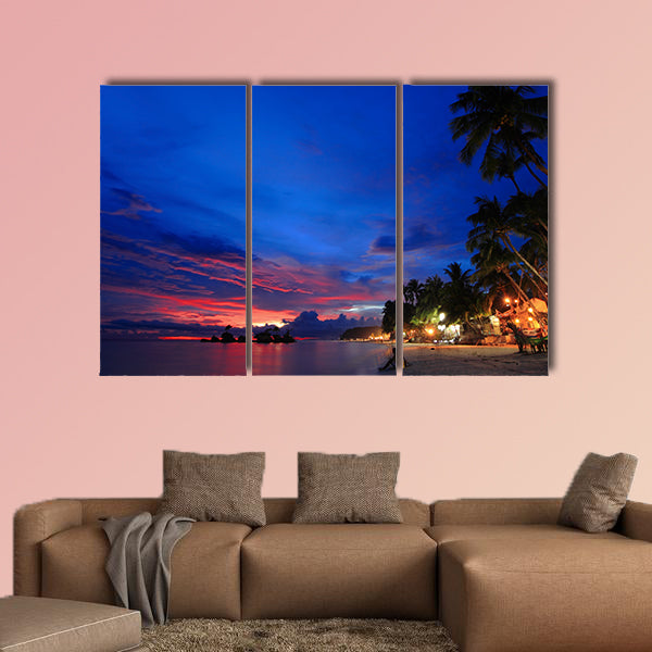 Beautiful Beach night scene multi panel canvas wall art