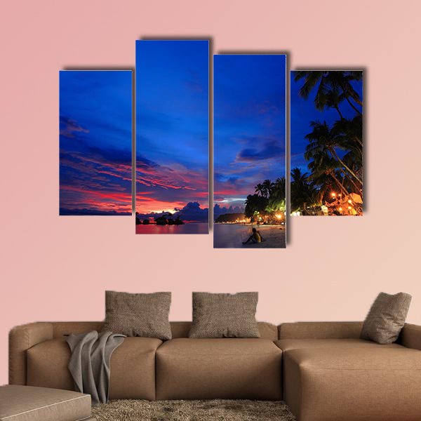 Beautiful Beach night scene multi panel canvas wall art