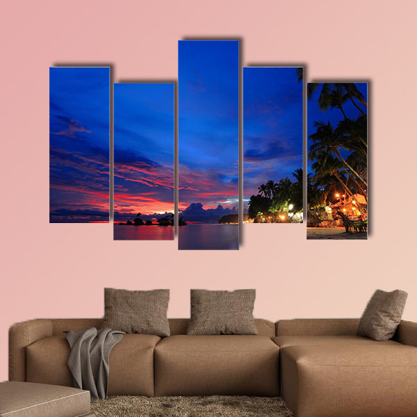 Beautiful Beach night scene multi panel canvas wall art