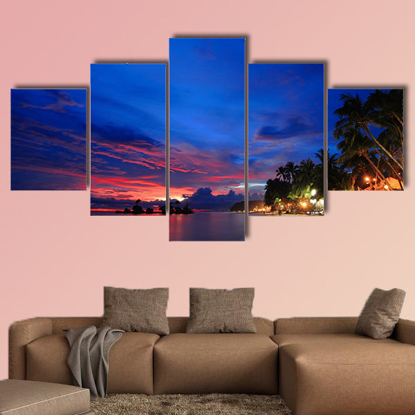 Beautiful Beach night scene multi panel canvas wall art