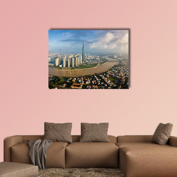  Panorama of cityscape on Saigon River in Ho Chi Minh City wall art
