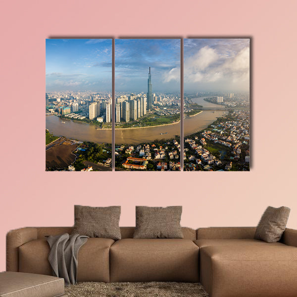  Panorama of cityscape on Saigon River in Ho Chi Minh City wall art