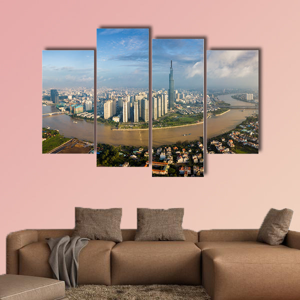  Panorama of cityscape on Saigon River in Ho Chi Minh City wall art