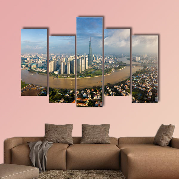  Panorama of cityscape on Saigon River in Ho Chi Minh City wall art