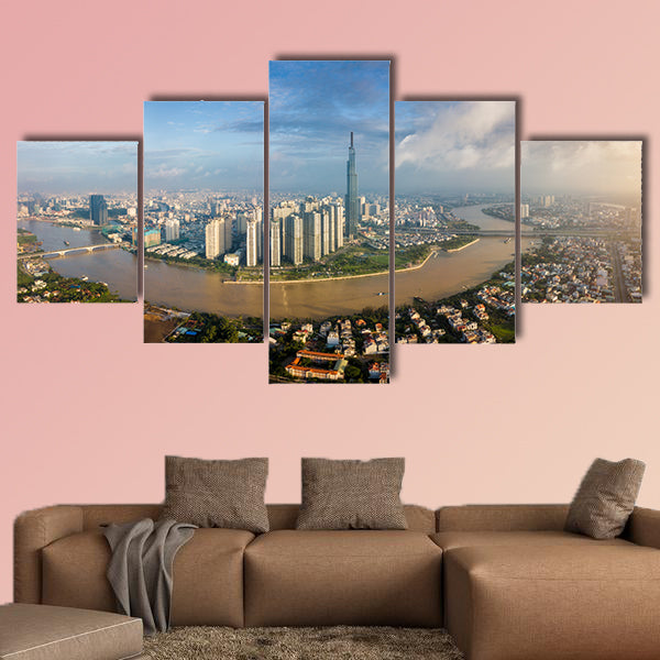  Panorama of cityscape on Saigon River in Ho Chi Minh City wall art