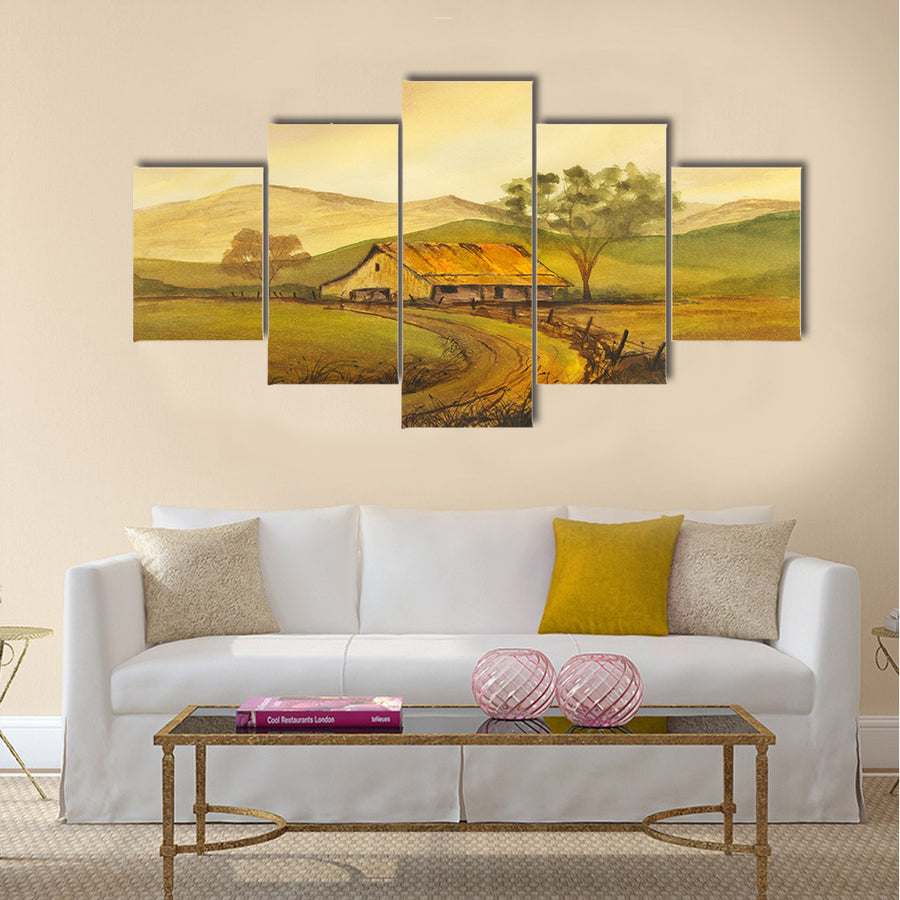 Very nice Original Watercolor Painting on Paper Multi Panel Canvas Wall Art