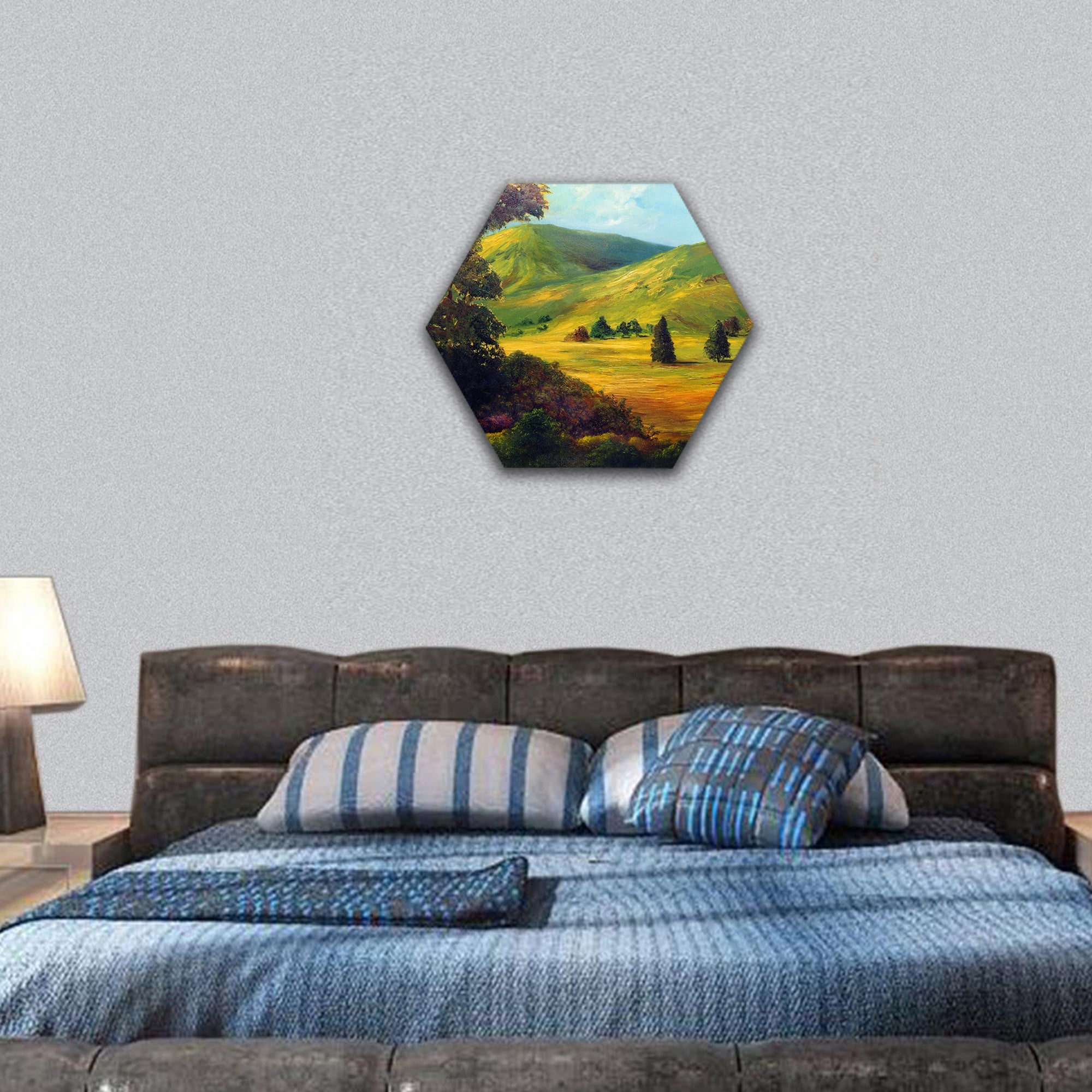 Beautiful Image of an original oil painting hexagonal canvas wall art