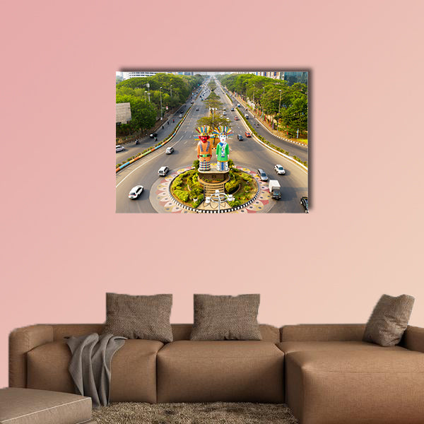 Aerial view of Ondel-Ondel Monument in Central Jakarta, canvas wall art