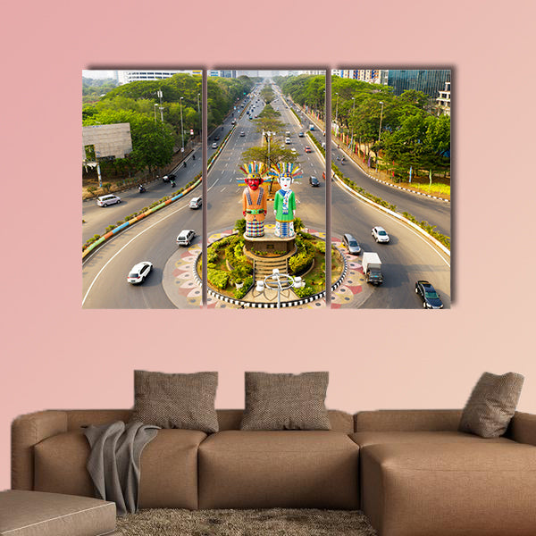 Aerial view of Ondel-Ondel Monument in Central Jakarta, canvas wall art