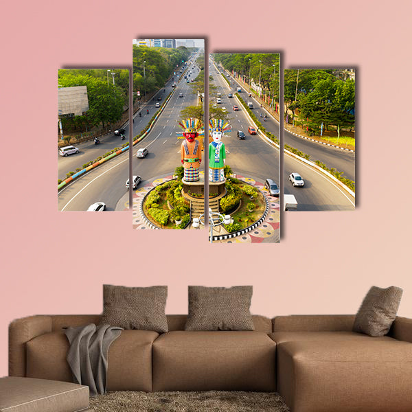 Aerial view of Ondel-Ondel Monument in Central Jakarta, canvas wall art