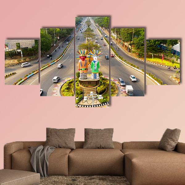 Aerial view of Ondel-Ondel Monument in Central Jakarta, canvas wall art