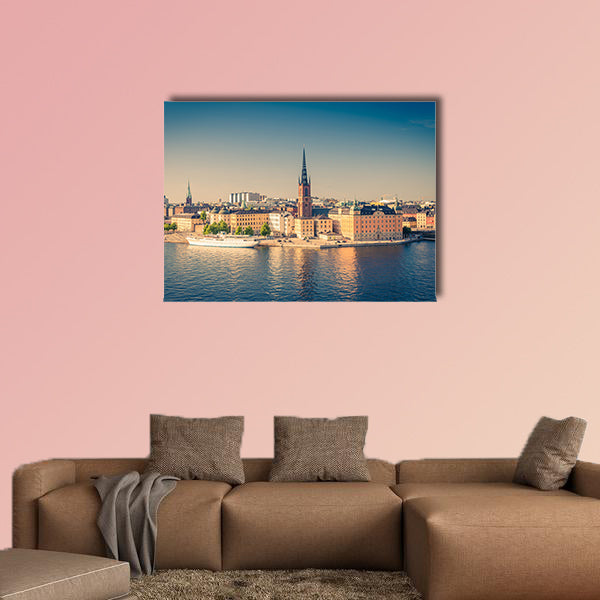 Aerial panoramic top view of Riddarholmen district in Sweden wall art