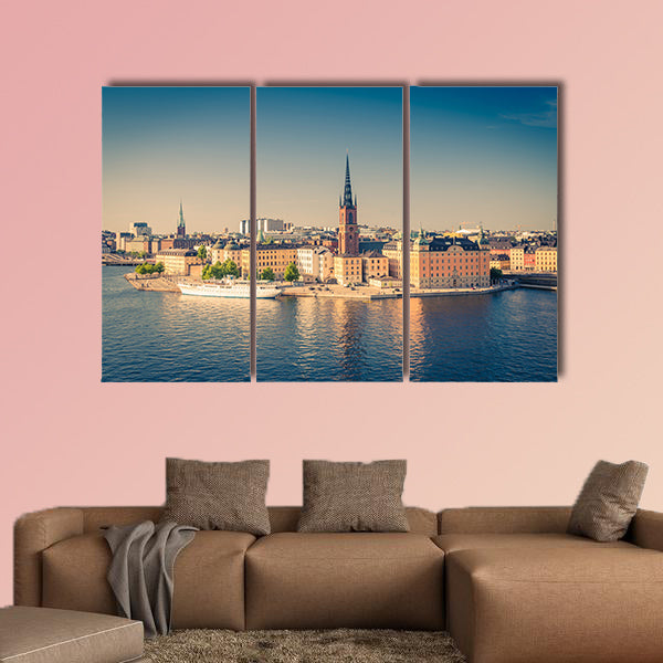 Aerial panoramic top view of Riddarholmen district in Sweden wall art