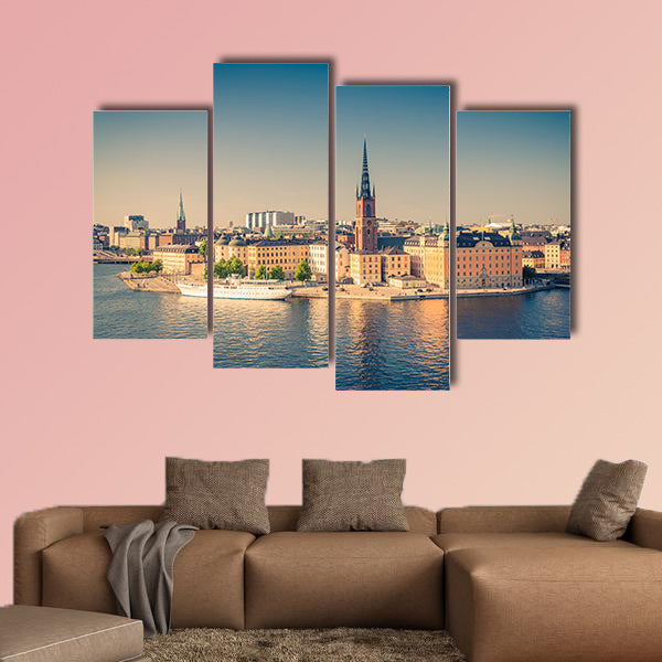Aerial panoramic top view of Riddarholmen district in Sweden wall art