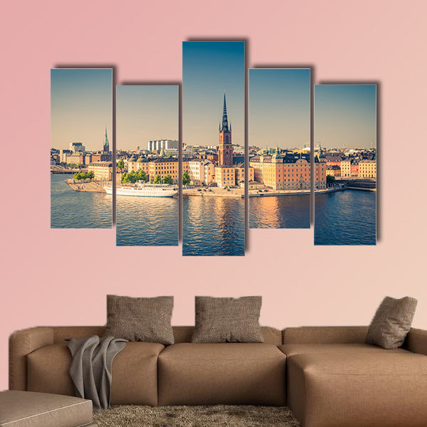 Aerial panoramic top view of Riddarholmen district in Sweden wall art
