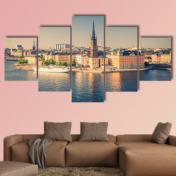 Aerial panoramic top view of Riddarholmen district in Sweden wall art