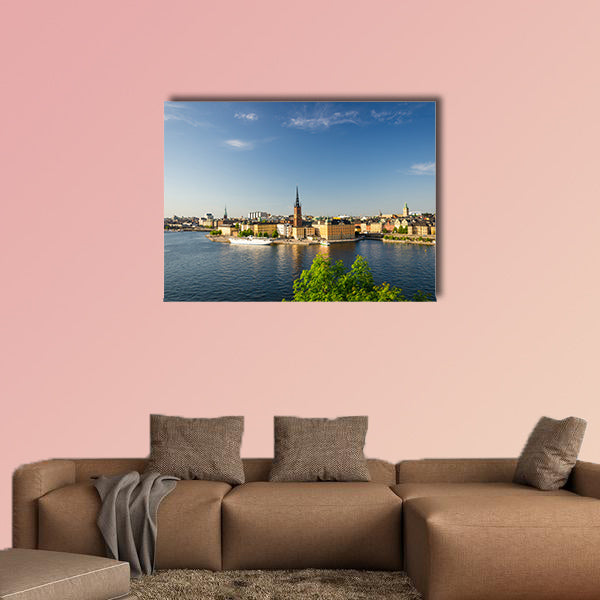 Aerial panoramic top view of Riddarholmen district in Stockholm wall art