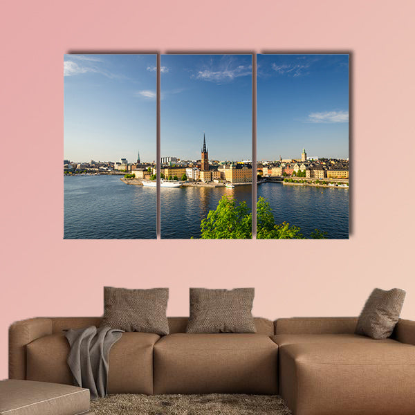Aerial panoramic top view of Riddarholmen district in Stockholm wall art