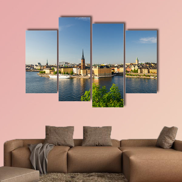 Aerial panoramic top view of Riddarholmen district in Stockholm wall art