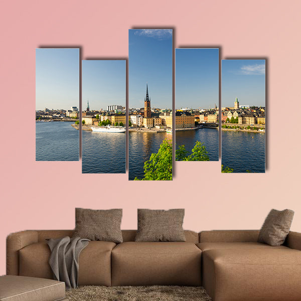 Aerial panoramic top view of Riddarholmen district in Stockholm wall art