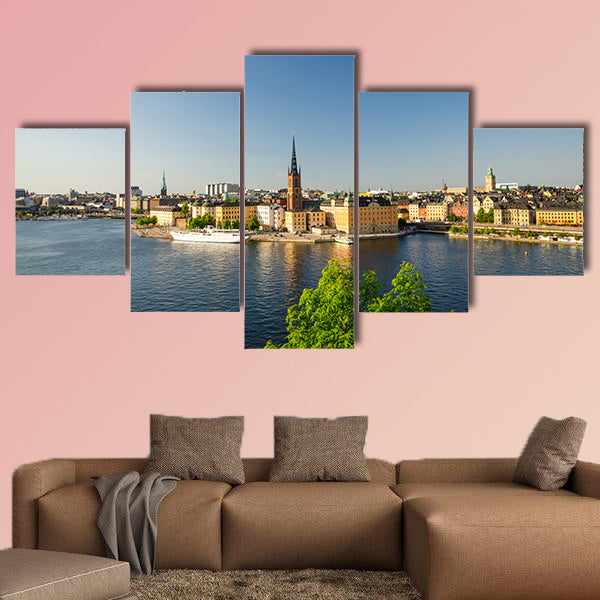 Aerial panoramic top view of Riddarholmen district in Stockholm wall art