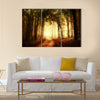 road through a golden forest at autumn multi panel canvas wall art