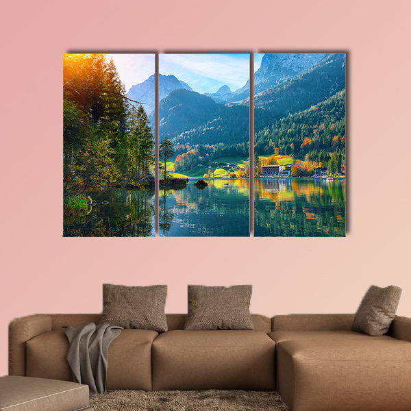 Fantastic autumn sunset of Hintersee Lake, Germany Alps wall art